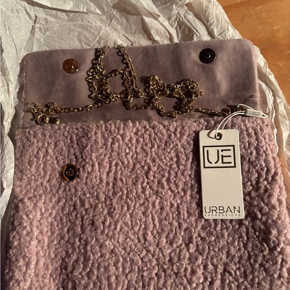 Urban Expressions Blush Teddy Chain Shoulder Bag